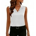 thumbnail image 5 of Fewfanhot Women Summer Tank Top Satin Solid Color Sleeveless Button Lapel Pullover Casual Fashion Lightweight Soft All Match Daily Comfort Tops, 5 of 8