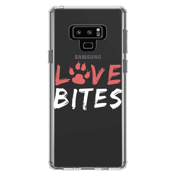 DistinctInk Clear Shockproof Hybrid Case for Samsung Galaxy Note 9 - TPU Bumper Acrylic Back Tempered Glass Screen Protector - Love Bits - Dog Paw