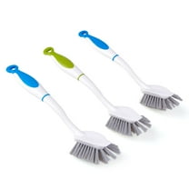 MR.SIGA Dish Scrubs Brush with Long Handle, Scrub Brush, PP Nylon, Blue,Pack of 3