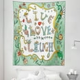 thumbnail image 1 of Live Laugh Love Tapestry, Ornate Doodle Wreath Words with Flowers Springtime Petals Print, Fabric Wall Hanging Decor for Bedroom Living Room Dorm, 5 Sizes, Multicolor, by Ambesonne, 1 of 1