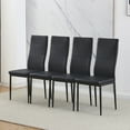 thumbnail image 4 of Modern Dining Room Chair Only Set of 4 Small Kitchen Chairs Black Faux Leather Metal Legs Comfy Upholstered Padded Seat, Occasional Home Office Chairs for Party Restaurant Dinette, 4 of 5