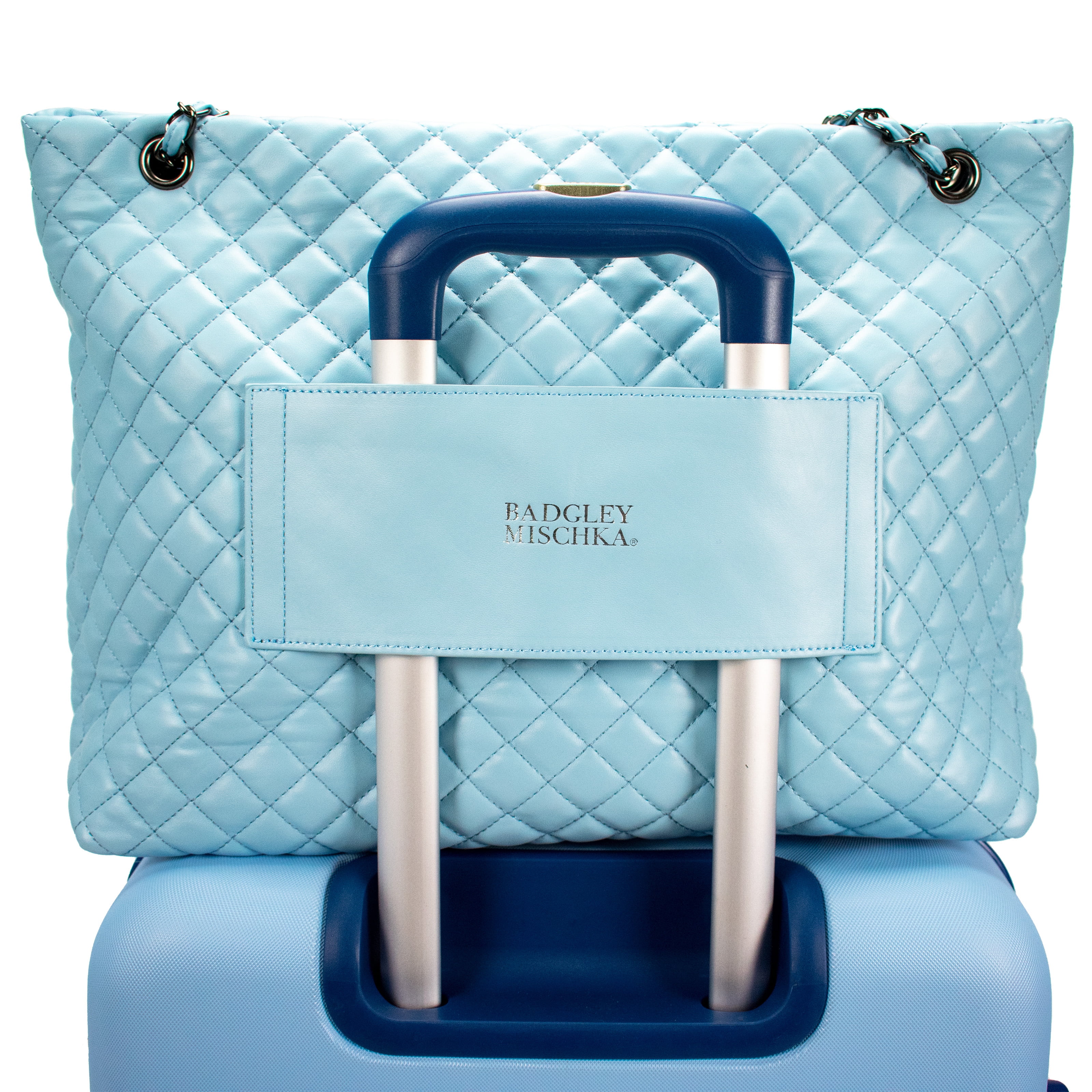 diana faux leather tote weekender travel bag Badgley Mischka Vegan Diana is a luxe weekender bag featuring a diamond BADGLEY MISCHKA Diana Vegan Leather