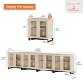 thumbnail image 2 of WAMPAT Modern TV Stand with Glass Doors for 120 inch TVs, 4 in 1 Entertainment Center Console with Adjustable Shelves and Metal Base for Living Room, Bedroom, Beige, 2 of 9