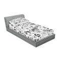 thumbnail image 2 of Ambesonne Video Games Fitted Sheet & Pillow Sham Set, Sketch Style Gaming, Twinxl, Black White, 2 of 2