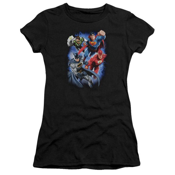 JLA Justice League Storm Makers S/S Junior Women's T-Shirt Sheer Black