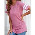 thumbnail image 2 of FUTATA Women's Summer Tops Crewneck Short Sleeve Casual Tunics T-Shirts Fashion Striped Round Neck Workout Yoga Tee Blouse ,Black/Pink/Green, 2 of 6