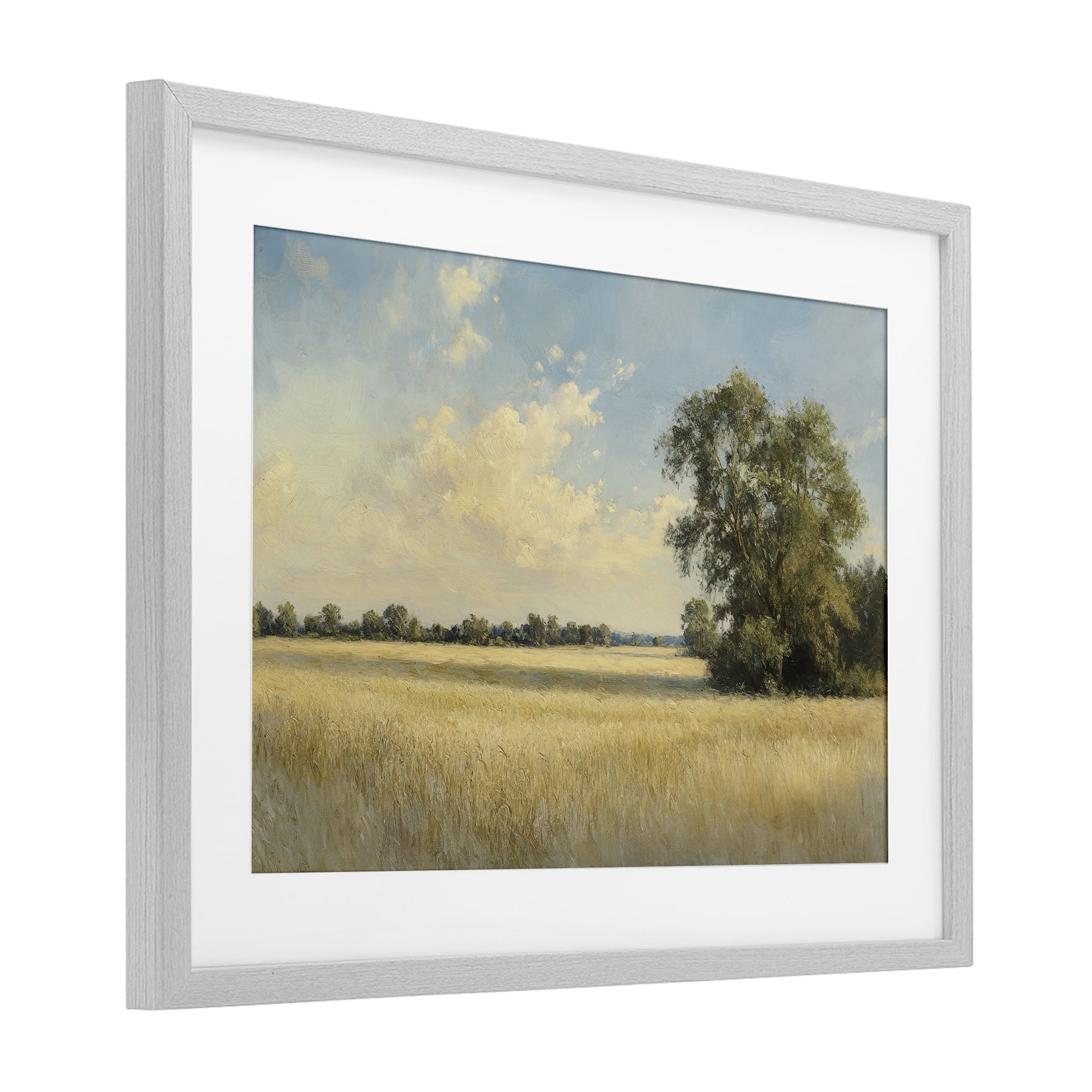 Stupell Industries Serene Wheat Field at Noon Gray Framed Print Under Glass, design by Petal Prints Design