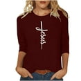 thumbnail image 1 of YanHoo T-Shirts de Pâques à Manches 3/4 pour Femmes, Tops Graphiques Amusants à Manches 3/4, T-Shirts Décontractés à Col Rond, Chandail-Over, Tenues de Printemps 2025, Cadeaux de Fête des Mères pour Maman en Liquidation, 1 of 5