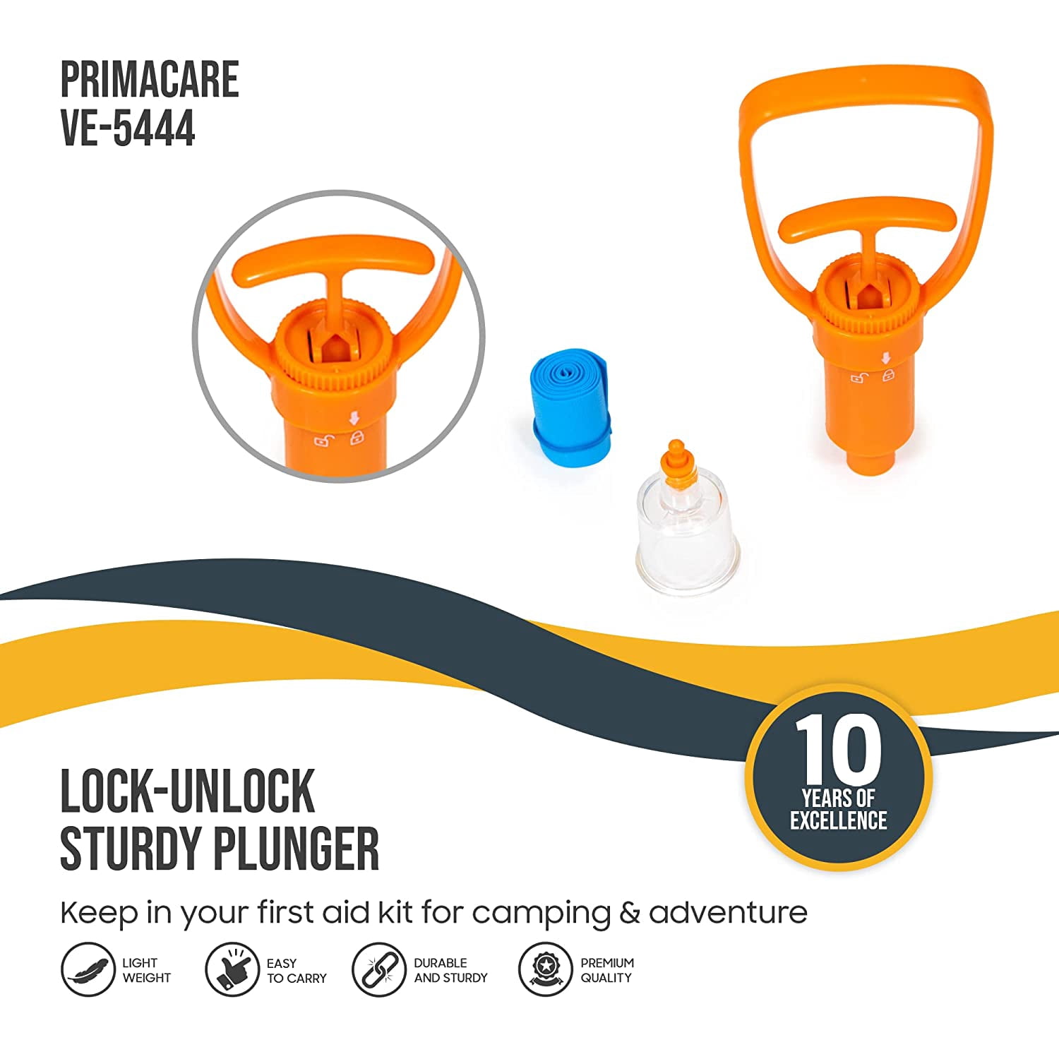 PrimaCare Venom Survival Poison Extractor Pump, One-Hand Use First Aid Kit, Pack of 3 Kits