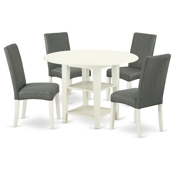 East West Furniture Dining Room Set Linen White, SUDR5-LWH-07