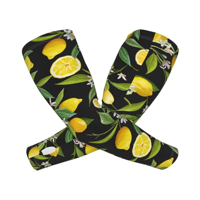 Fotbe Lemon Fruits Flowers Leaves Mangas para Brazos con Protección Solar UV- Cubrebrazos para Tatuajes – Mangas Deportivas Refrigerantes UPF 50 para Hombre y Mujer