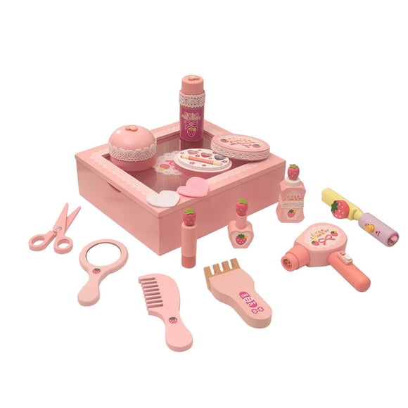 tamizeot Ensembles de Maquillage Factice pour Filles Ensemble de Jouets de Salon Sélection Complète d'Articles de Maquillage en Bois pour Jeu Créatif Vernis à Ongles