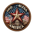 thumbnail image 2 of Wall Art for Home Decor, Vintage Wall Decor, American Flag Decorations, Usa Decorations, 8 Inch Diameter 2D Round Wooden Wall Sign for Indoor Outdoor Patriotic Holiday Home, 2 of 5