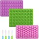 thumbnail image 1 of Mini moldes de silicona para caramelos de frutas, 5 moldes de silicona antiadherentes, incluyendo mini dinosaurio, forma de oso, corazones, mini dona y varias frutas, con 4 cuentagotas, 1 of 4