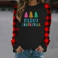 thumbnail image 2 of Womens Christmas Buffalo Plaid Shirt Raglan Long Sleeve Tops Crew Neck Sweatshirt Loose Plus Size Holiday Outfit (XL, Red 10), 2 of 4