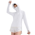 thumbnail image 2 of CFLVAEK Womens Sun Protection Shirts with Hood Breathable Long Sleeve Sun Hoodies with Thumb Hole Cooling Full Zip Sun Clothing with Pockets, 2 of 3