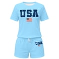 thumbnail image 4 of BOOMNY 4Th Of July Womens 2 Peice Sets Patriotic Usa Flag Graphic Short Sleeve Tops Shorts Outfits for Women Independence Day Matching Sets, 4 of 4