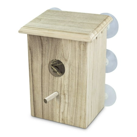 Wooden Bird Nest Box Clear View Window Bird Feeder With Perch