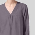thumbnail image 2 of YigeTops Women's Pleated Cotton Linen Loose Shirt Casual Lightweight Summer Everyday Layering Tunic Grey XL, 2 of 6