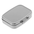 thumbnail image 1 of For 5.6x4.2cm Rectangle Shape Stainless Steel Mini Pill Case Solid Color Silver Medicine Organizer Holder Tablet Capsule Box Dispenser - Rectangle Sta, 1 of 3