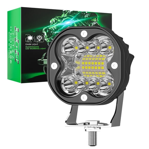 Luz LED blanca y amarilla para conducción de automóviles, 22 W, luz cuadrada pequeña de 3 pulgadas, foco de 22 luces, luz de trabajo, luz antiniebla