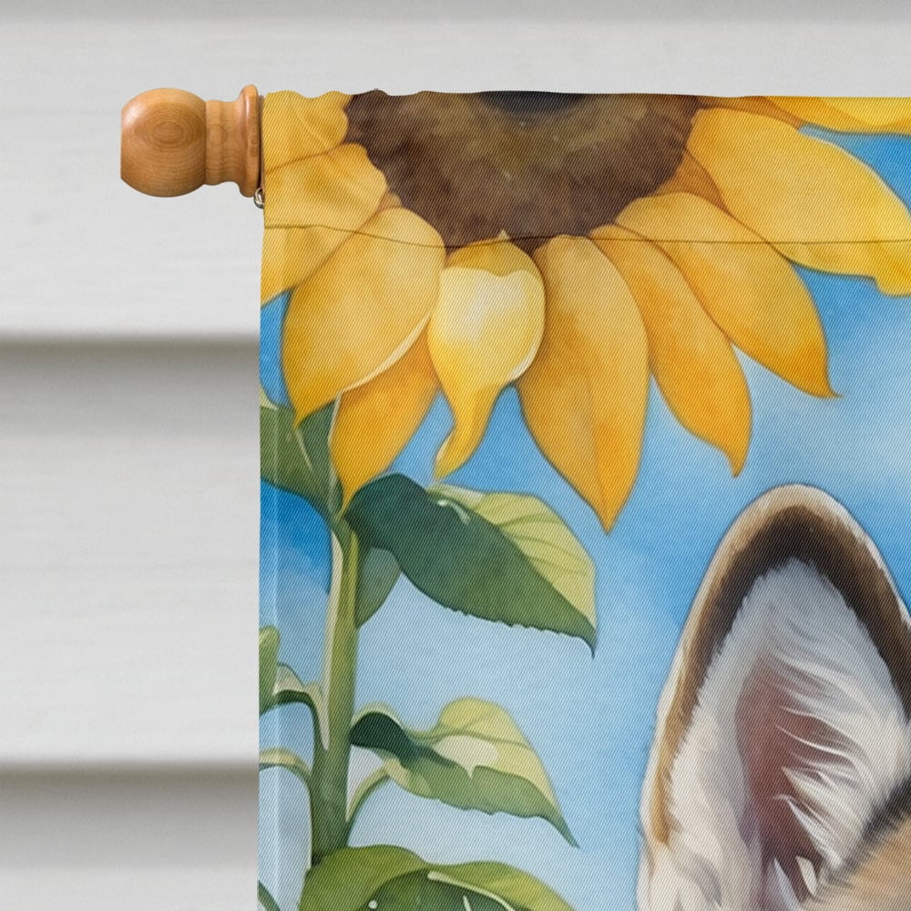 Caroline's Treasures DAC6005CHF Alaskan Malamute in Sunflowers House Flag Large Porch Sleeve Pole Decorative Outside Yard Banner Artwork Wall Hanging, Polyester, House Size, Multicolor