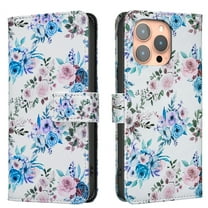 Wallet Case Compatible with iPhone 12 Pro Max with Card Holder, Convertible Stand Flowers Case Magnetic for Women and Girls, Butterfly Floral Protective PU Leather Flip Case, Floral