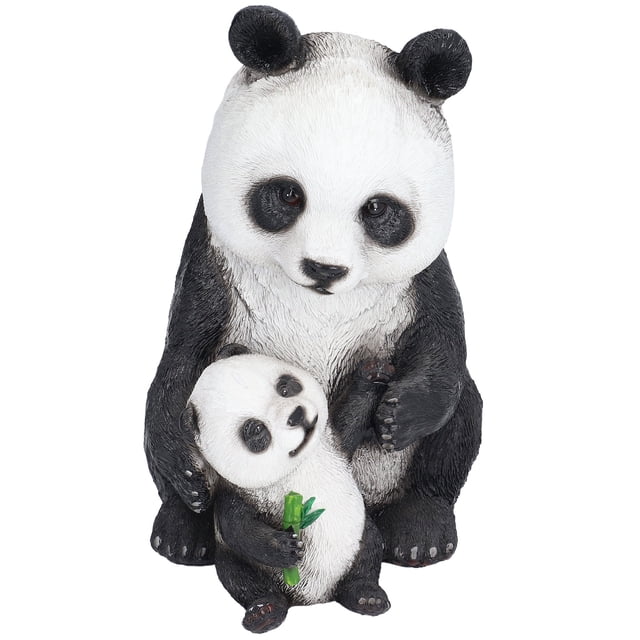 Adornos de panda de resina, adornos de panda de simulación, adornos de oso sintético, decoraciones de jardín, verdadera excelencia