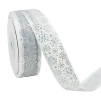 BINGLI 1 Inch Wide Christmas Wired Ribbon, Snowflake Organza Sheer Glitter Ribbon for Xmas Tree, Wreath, Party Decoration, Gift Wrapping, 2 Lengths Options Available