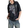 thumbnail image 2 of Musuos Women's Summer Loose Gothic T-shirt Short Sleeve Vintage Cross Wing Print Tops Streetwear, 2 of 10