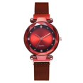 thumbnail image 1 of Hombres Mujeres Star Sky Reloj de cuarzo Reloj de pulsera con correa de malla de moda (rojo), 1 of 5