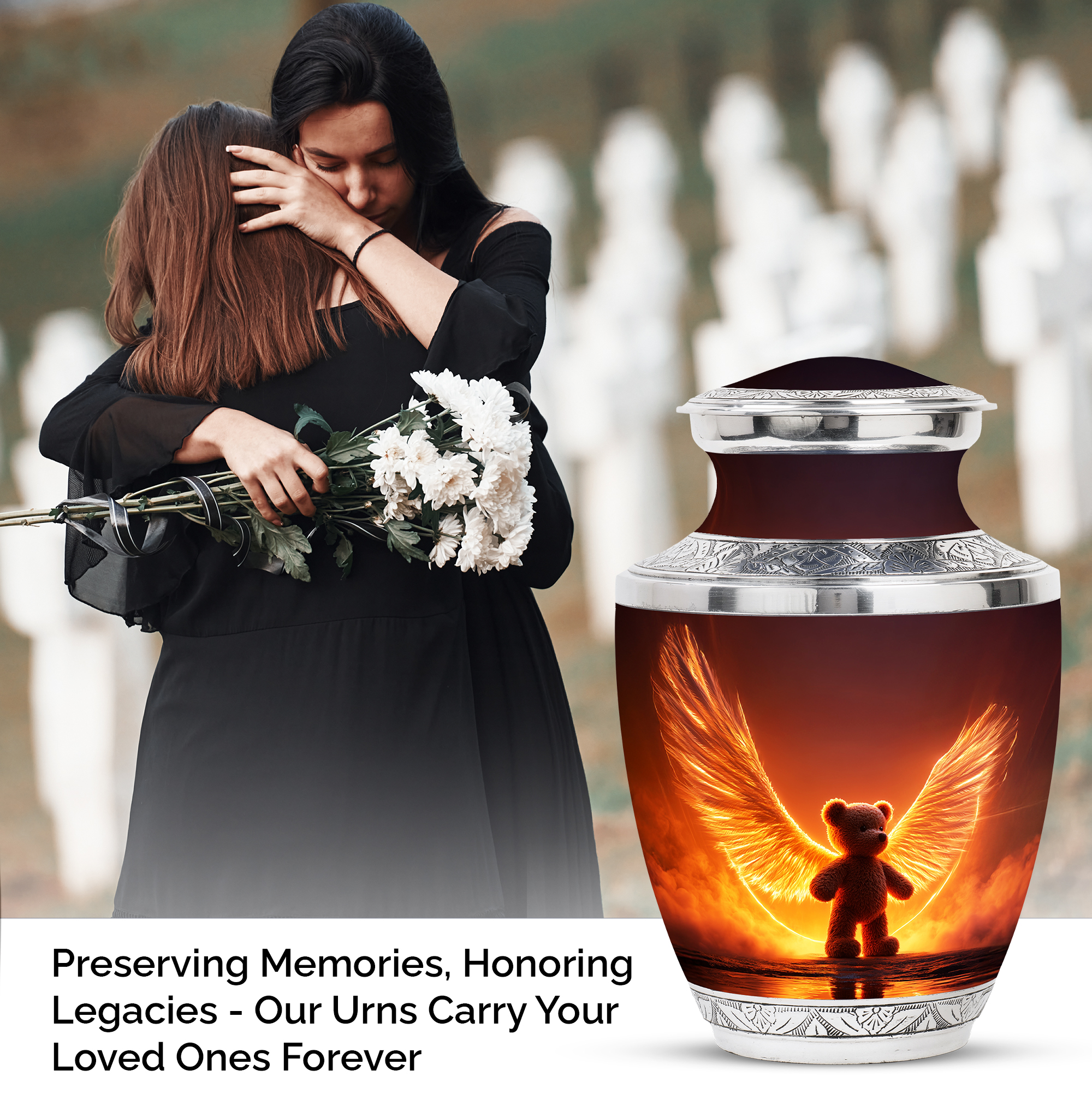 MUKTIVE Teddy Bear Urns for Adult Ashes Men Large - Brown Funeral Urn for Adult Ashes Man & Woman - Decorative Memorials & Funerary Ash Holders - Remembrance Gift for Loss of Family (10 Inch)