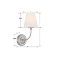 thumbnail image 6 of Crystorama Libby Langdon for  Sylvan 1 Light Brushed Nickel Wall Mount - 6"W x 13.25"H x 9.75"D, 6 of 8