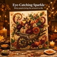 thumbnail image 2 of Autumn Pearl Painting Kit, 3D Pearl Diamond Painting Kit, DIY Pearl Art Craft for Adults, Thanksgiving Harvest Home Wall Decor, Handmade Seasonal Gift，Autumn Birdhouse Decor, 2 of 7