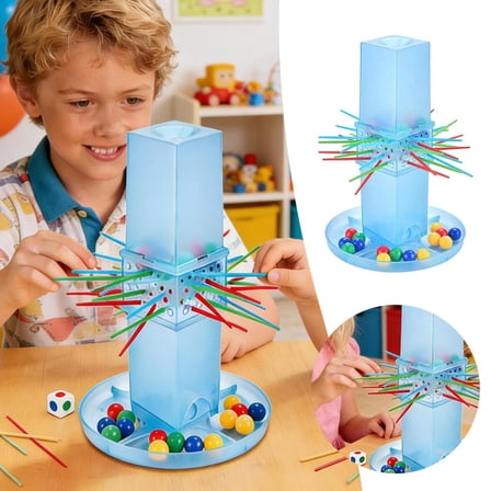 Kerplunk Game, Easy-To-Learn Family Game For 2-4 Players, Portable Multiplayer Competition for Parties & Travel