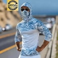 thumbnail image 4 of VBVC Men's Wave Print UPF 50+ Sun Protection Hoodie,Full Face Cover Quick Dry Fishing Shirt For Men,UV Block Long Sleeve Rash Guard for Beach Hiking,Light Blue,S-3XL, 4 of 6