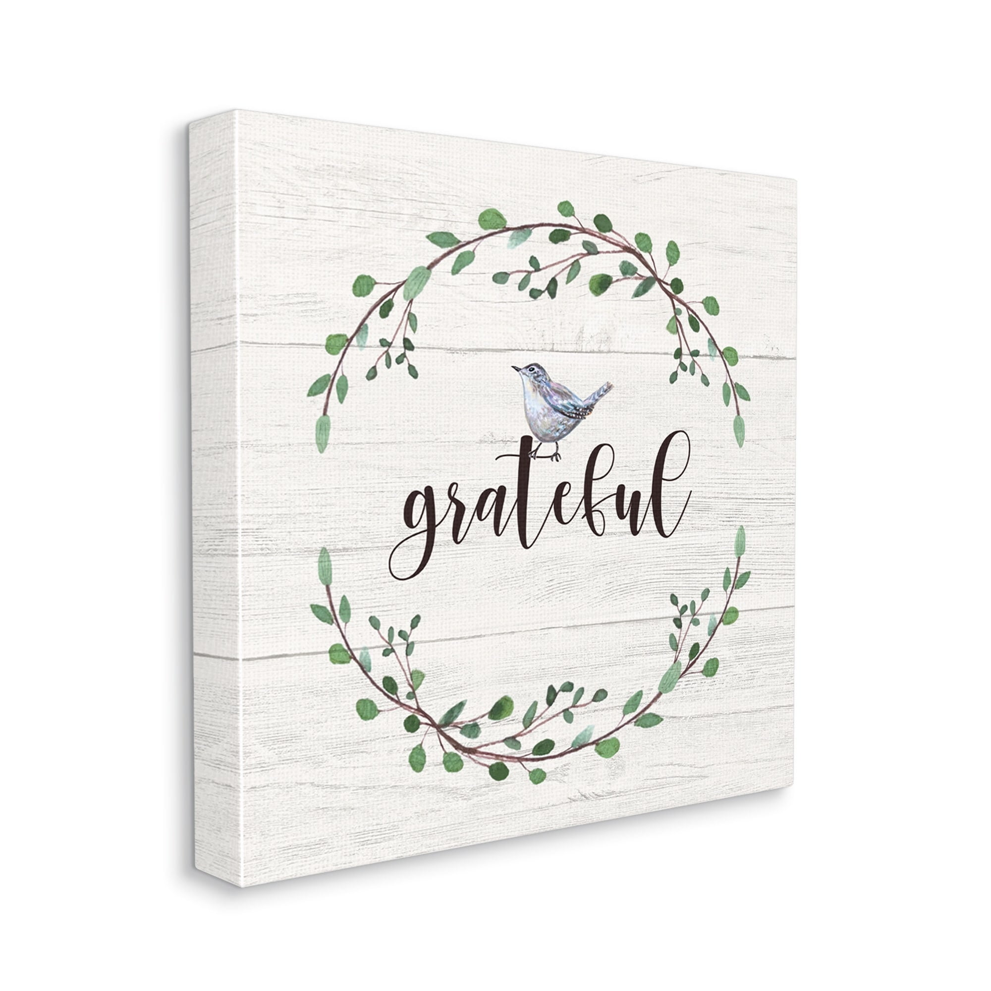 Stupell Industries Grateful Bird Crown Laurel Twigs Foliage Country Pattern,24 x 24, Design by Elizabeth Tyndall