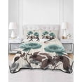 thumbnail image 3 of Quilts Full Size, Teal Blue Floral Soft Comforter Bedding Set for Bed, Vintage Rustic Botanical Beige Wooden Lightweight Quilted Bedspread with Pillow Cover(2 Pieces) for All Season, 78x90 Inch, 3 of 6