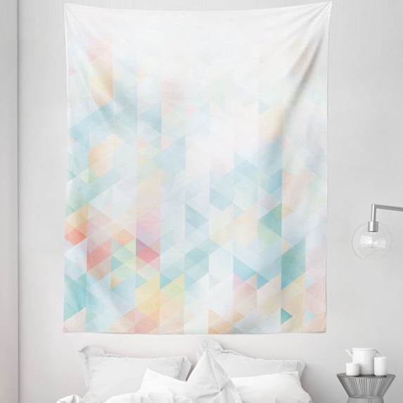 Abstract Tapestry, Geometrical Futuristic Composition with Triangular Fractal Mosaic Form, Fabric Wall Hanging Decor for Bedroom Living Room Dorm, 5 Sizes, Multicolor, by Ambesonne