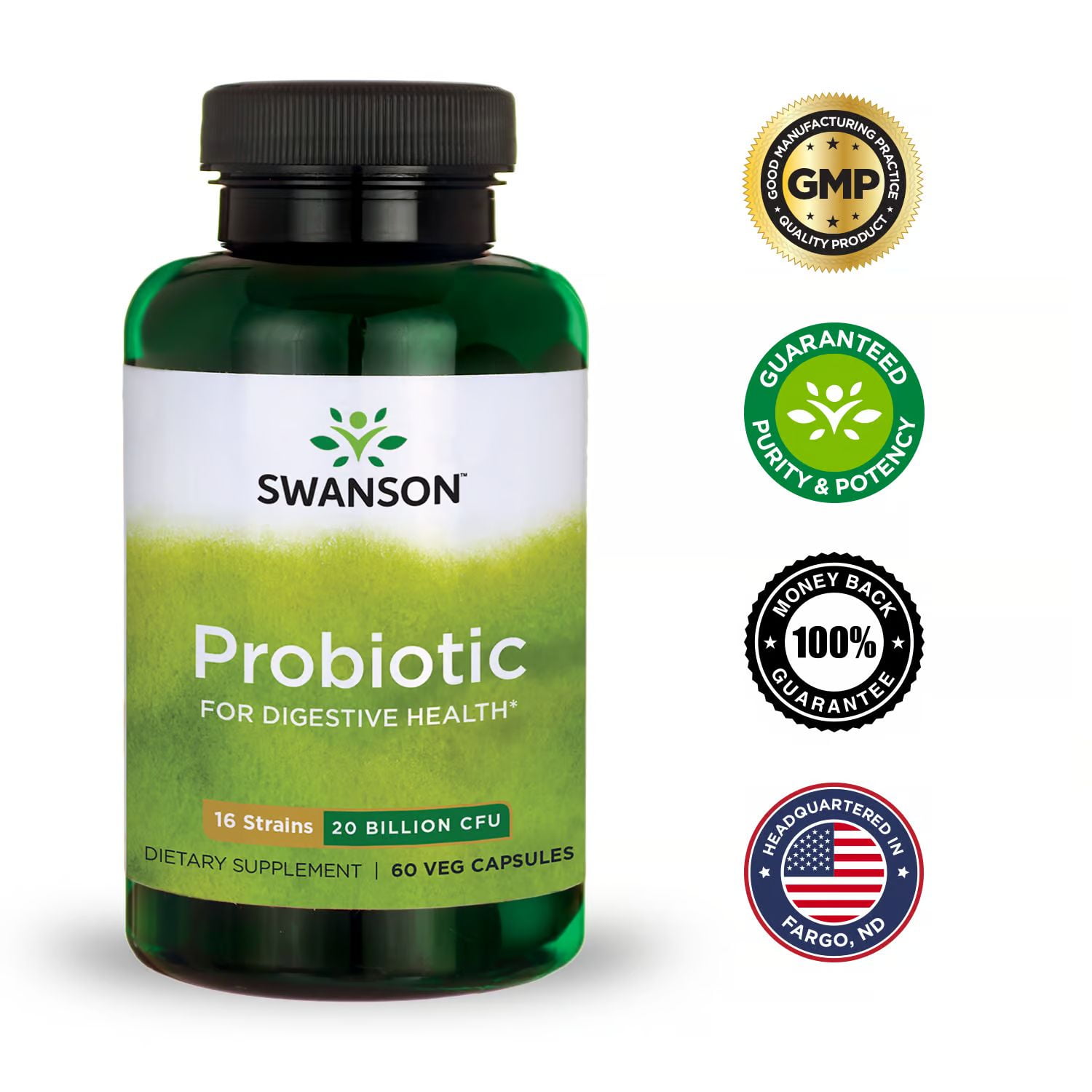 Swanson Probiotic for Digestive Health 20 Billion Cfu 60 Veg Caps 3 Pack