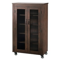 Furniture of America Alesia Wood Shoe Cabinet with Casters in Vintage Walnut