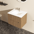 thumbnail image 6 of Resenkos24" Wall-Mount Bathroom Vanity Cabinet With White Basin Sink Combo Floating, MDF, Walnut, 6 of 7