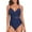 Navy, variant on Hilor Women's Wrap One Piece Swimsuit V Neck Swimwear Surplice Mesh Tummy Control Bathing Suit