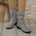 thumbnail image 2 of Xiaoxatg Fashion Women Flock Solid Color Autumn Square Heels Zipper Round Toe Mid-Calf Boots for Stylish Comfort 7 Grey, 2 of 9