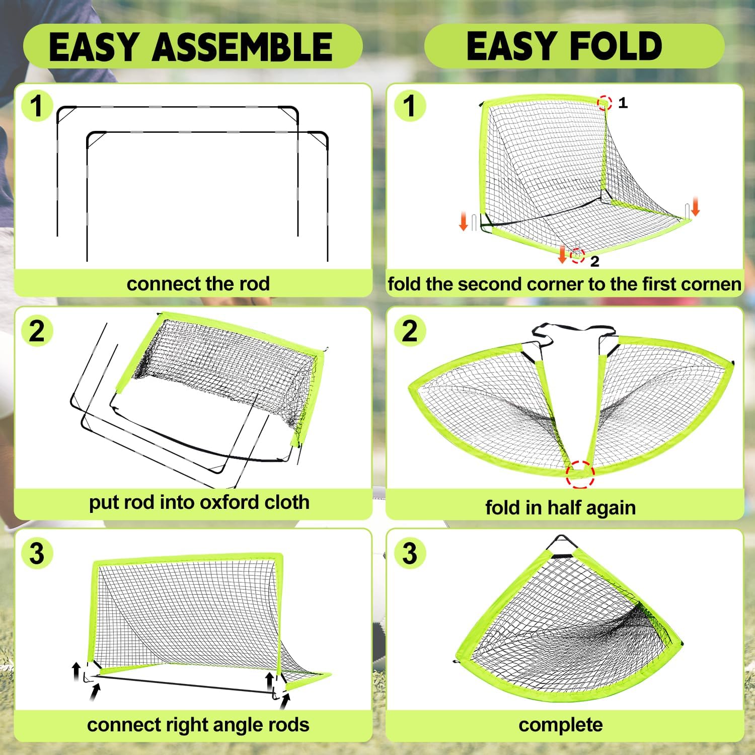 Kids Soccer Goals for Backyard Set of 2-6x4 ft Portable Pop Up Soccer Nets Training Equipment with Soccer Ball, Ladder, Cones, Ideal Birthday for Kids,Baseball & Softball Batting Cages