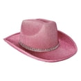 thumbnail image 5 of Wxqbjtam Glitter Cowboy Hat Cowgirl Hat Cap Western Hat Headwear for Women Men for Summer Pink, 5 of 9