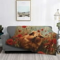 thumbnail image 2 of Yiaed Rose Cute Guinea Pig Print Blanket Throw Blanket Soft Cozy Flannel Blanket for Home Bed Sofa Couch Chair-50"x40", 2 of 6