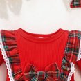 thumbnail image 5 of Fgnfyis Toddler Girl Dresses Christmas Plaid Print Bow Ribbed Long Sleeve Holiday Party Outfit Headband Set Girl Dresses 6-9 Months, 5 of 8