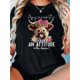 thumbnail image 1 of 1pc Women's Fashion Crew Neck T-Shirt with Highland Cow Print, Casual Cotton Knit Fabric, Medium Stretch, Animal Pattern, All-Season Comfort Fit, 1 of 6