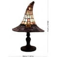 thumbnail image 5 of New Stained Glass Witch Hat Lamp - Handcrafted Retro Crackr Resin Witch Lamp, USB Powered Gothic Wizard Hats Night Light barrl, Halloween Decor Accent Lamps for Bedroom & Bookshelf, 5 of 6